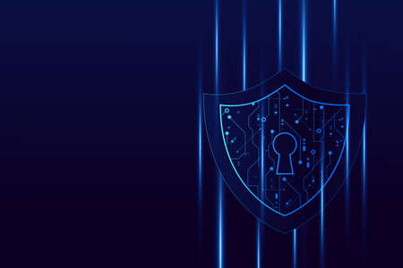 Cyber security technology concept , Shield With Keyhole icon  , personal data ,のイラスト素材