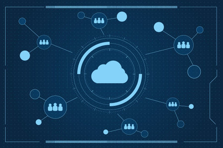 Modern cloud technology futuristic, online storage, work from home