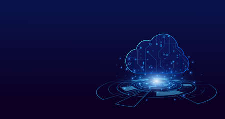 Modern cloud technology futuristic, online storage, work from homeのイラスト素材