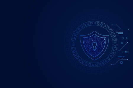 Cyber security technology concept , Shield With Keyhole icon  , personal data ,のイラスト素材
