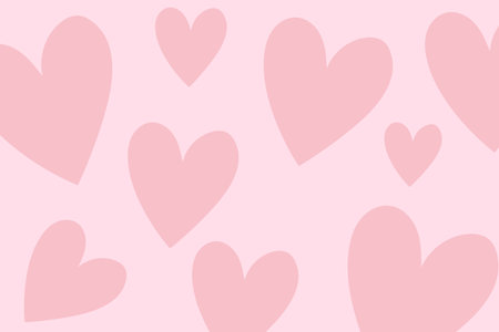 Seamless pattern with pink hearts on a light pink background.