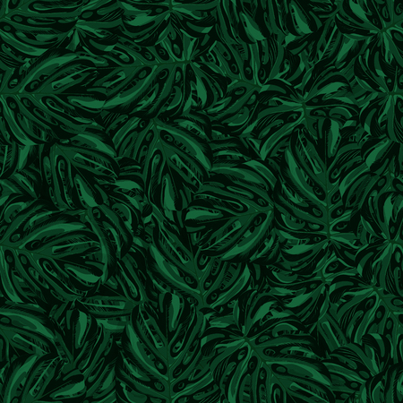 Print summer exotic jungle plant tropical palm leaves. Pattern, seamless floral vector on geometric background. Nature wallpaper.のイラスト素材