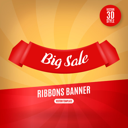Red ribbons horizontal banner isolated vector illustrationのイラスト素材