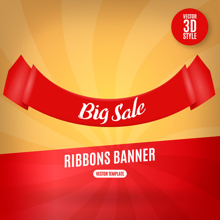 Red ribbons horizontal banner isolated vector illustrationのイラスト素材