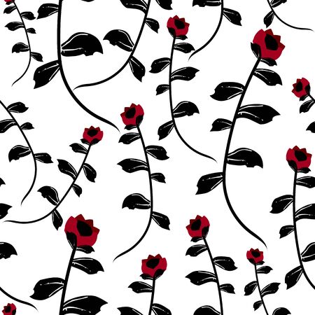 Vector Seamless Oriental Floral Botanical Patternのイラスト素材