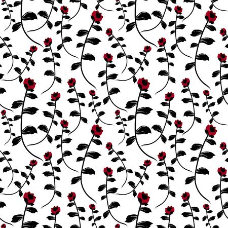 Vector Seamless Oriental Floral Botanical Patternのイラスト素材