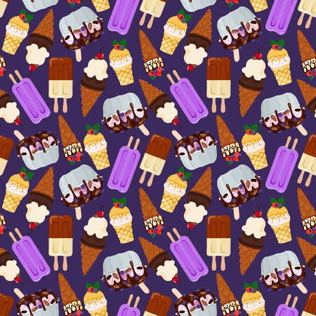 Vector pattern with ice creamのイラスト素材