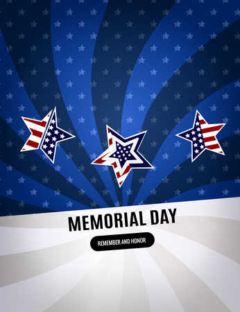 Happy Memorial Day background. Abstract flag banner with stars. Illustrationのイラスト素材