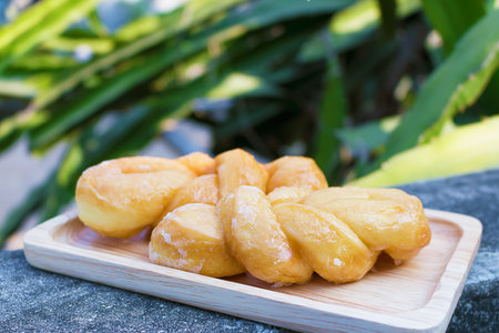 Bakery sugar coating in the garden with a sunny morning.