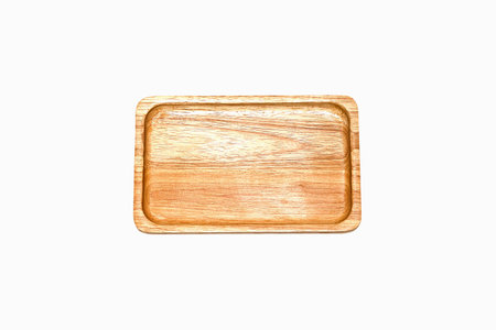 Empty wood plate isolate on white background.