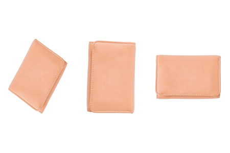 Collections brown wallet isolated on white background.の写真素材