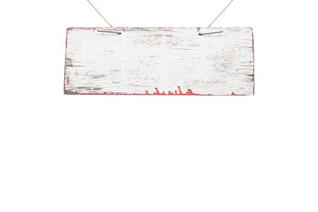Wooden sign isolated on white backgroundの写真素材