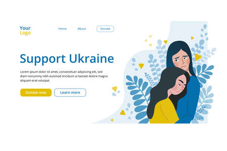 Support Ukraine concept flat vector Web landingのイラスト素材