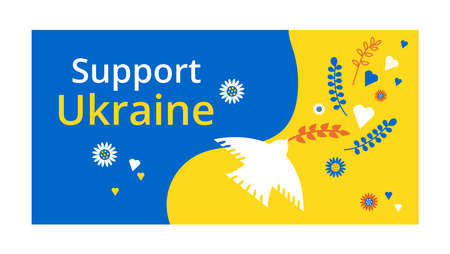 Support Ukraine banner vector flat minimal styleのイラスト素材