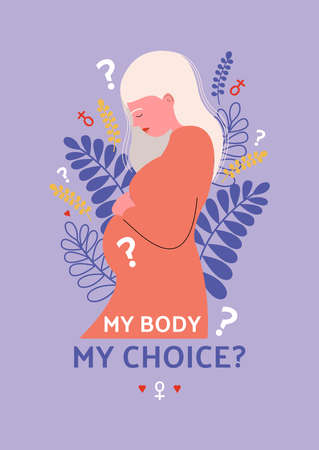 Abortions rights poster concept in flat style.のイラスト素材