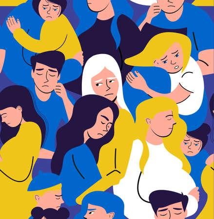 Ukraine people pattern seamless in flat styleのイラスト素材