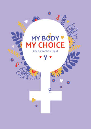 My body my choice flat illustration concept posterのイラスト素材