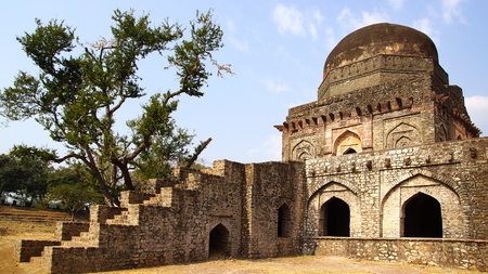 Ruins of Afghan architecture in Mandu, Indiaの写真素材
