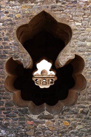 Ruins of Afghan architecture in Mandu, Indiaの写真素材