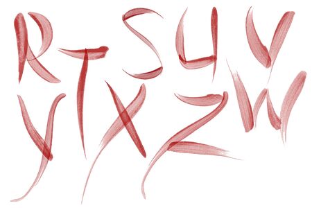  Red watercolour Alphabet with symbolsの写真素材