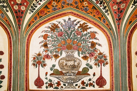 Detail of decorated gateway. Amber fort.  Jaipur, Indiaの写真素材
