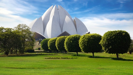 Picturesque landscape with Lotus Temple. New Delhi, Indiaのeditorial素材