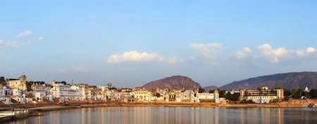 Picturesque panorama of Pushkar City, Rajasthan, India 