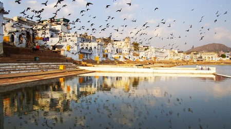Picturesque panorama of Pushkar City, Rajasthan, India の写真素材