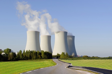 Picturesque nature landscape with nuclear power plant.の写真素材