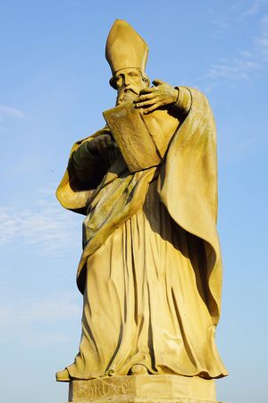 St  Bruno s sculpture on the bridge  Wurzburgの写真素材