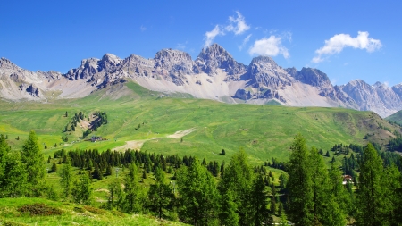 Picturesque rural mountain landscape  Dolomites  Italy Panoramaの写真素材