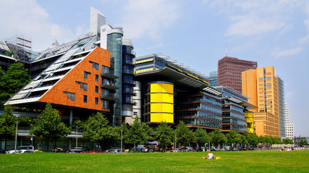 Picturesque urban landscape with Arkaden Platz, Berlinのeditorial素材
