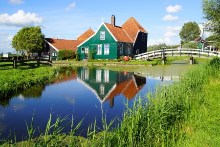 Picturesque rural landscape with typical Dutch houses.のeditorial素材