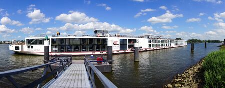 Viking Njord Cruise Ship on the Kinderdijk quay.のeditorial素材