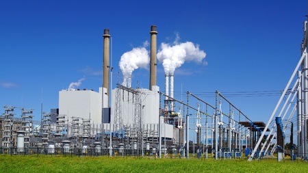 Refinery plant at Europort harbor, Rotterdam. Netherlandsのeditorial素材