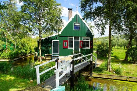 Picturesque rural landscape with typical Dutch houses.のeditorial素材