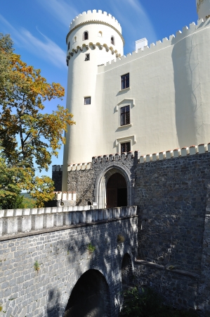 Picturesque landscape with castle Orlik  Czech republic のeditorial素材