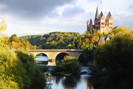 Picturesque nature panorama with Limburg Historic City.の写真素材
