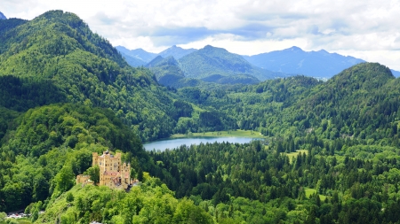 Picturesque nature panorama with Schloss Hohenschwangau, Germanyのeditorial素材