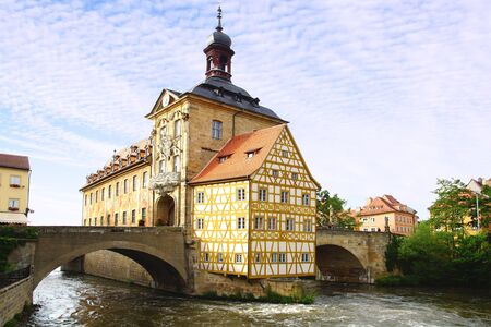 Medieval town hall on the bridge Bamberg Bavaria Germanyのeditorial素材