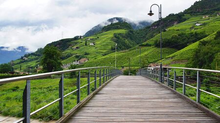 Picturesque rural landscape with bridge  Bolzano, Italyの写真素材
