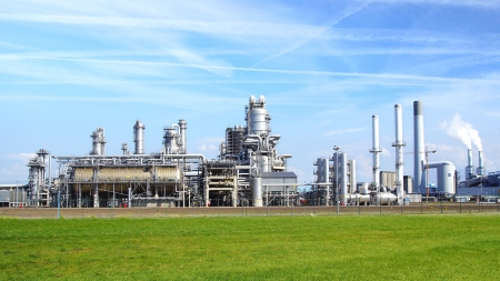 Refinery plant at Europort harbor, Rotterdam. Netherlandsのeditorial素材