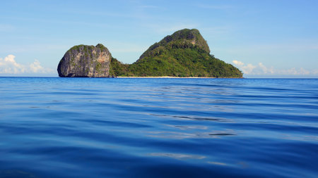 Sea landscape with Helicopter island. El Nido, Philippines