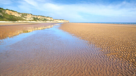 Picturesque sea landscape during tide. Normandy, Franceの写真素材