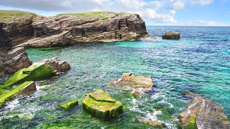 Beach of the Cathedrals in Ribadeo, Galicia, Spainの写真素材