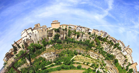 The old town built on the steep sides of a mountain. Cuenca, Spain                              の写真素材