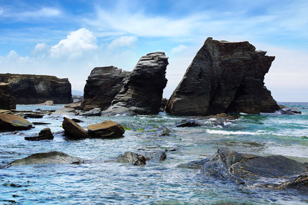 Beach of the Cathedrals in Ribadeo, Galicia, Spainの写真素材