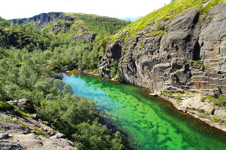 Summer Landscape with lake. Hibiny mountain in Russia.の写真素材