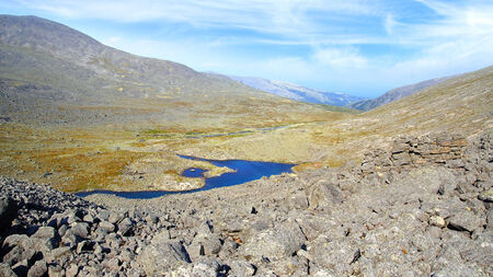 Summer Landscape with lake. Hibiny mountain in Russia.の写真素材