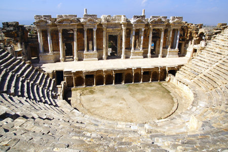 Ruins of ancient theater in Hierapolis in Turkey.